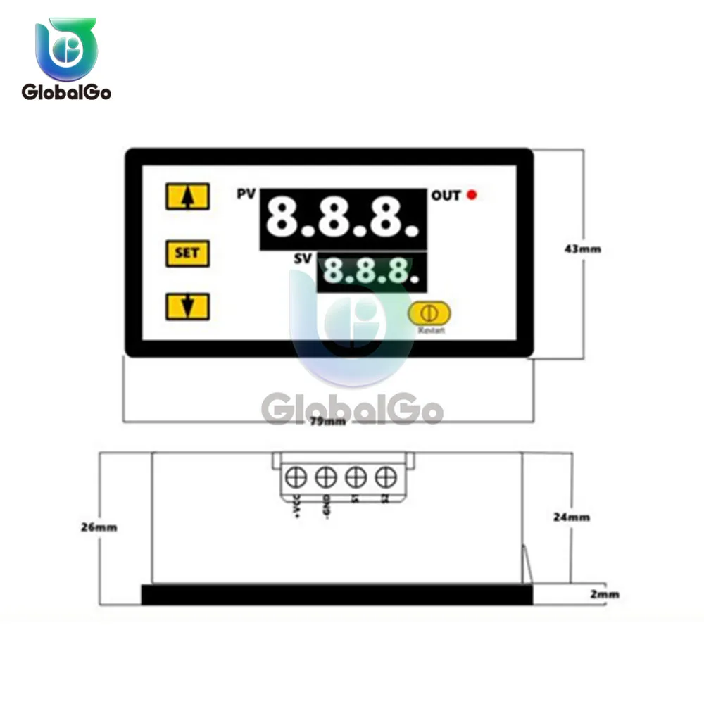 W3230 DC 12 V AC 110 220 20A светодиодный цифровой термостат для контроля температуры мини