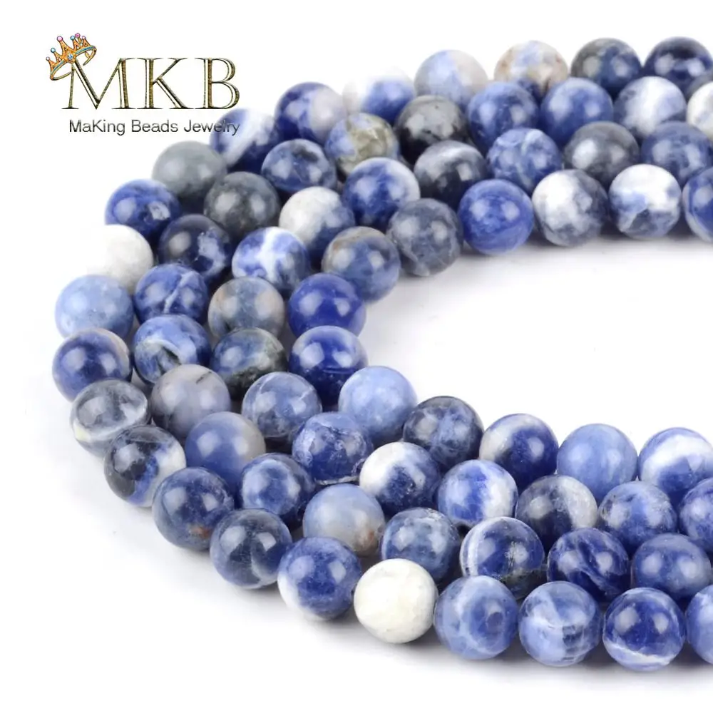 

Wholesale Natural Stone Round Blue Sodalite Spacer Beads For Jewelry Making 4/6/8/10/12mm Charm Beads Diy Bracelet 15"Strand