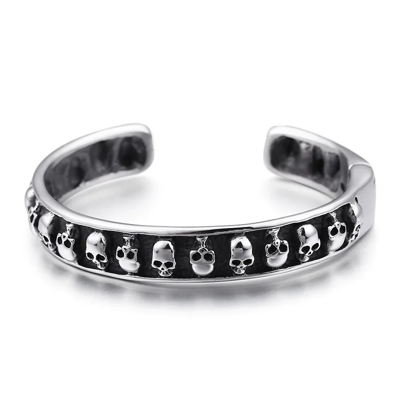 

Titanium steel skull men's retro opening bracelet men's jewelry