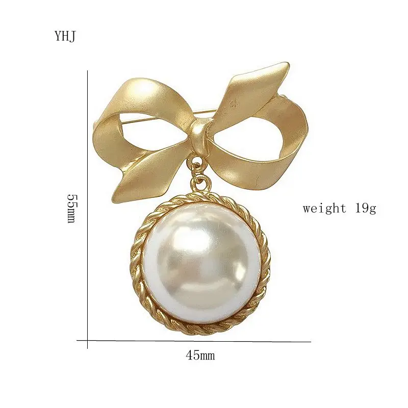 

Fashion classic Yaguang gold bow inlaid imitation pearl girl Brooch