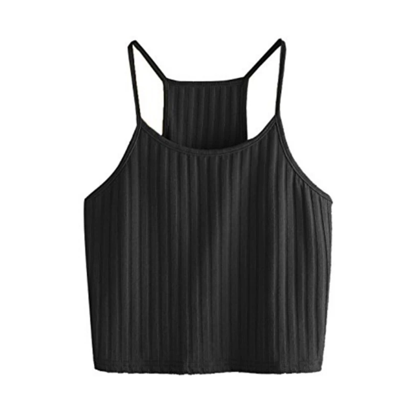 

Women's Summer Basic Sexy Strappy Sleeveless Racerback Crop Top