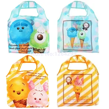 

New Fashion Tsum Tsum Monsters University Piglet Woman Girls Big Nylon Folded Shopping Bags For Children