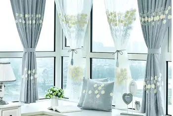

Curtain Embroidered Simple curtain modern curtain finished products pastoral cotton hemp embroidered living room bedroom shade