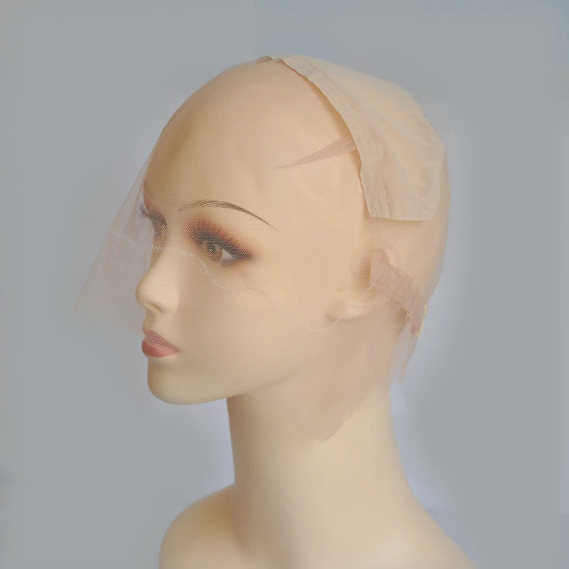 Brown/beige Full Lace Wig Cap For Making Wig With Adjustable Stretch Straps With Guide Line