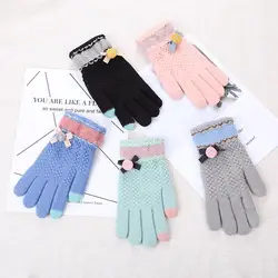 Для женщин Многофункциональный лук-узел для верховой езды Экран Зимние перчатки мягкие теплые варежки перчатки #20