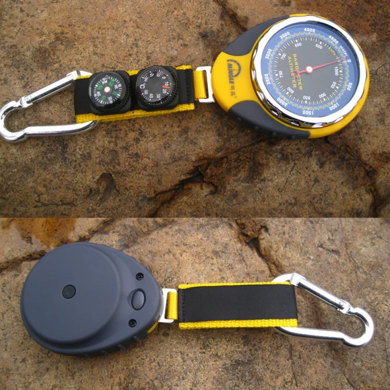 4in1 Bússola Altímetro Barômetro Mesa Elevação Termômetro Mecânico Portátil Lanterna Led Mini Bússola 7 High Quality Esporte e Lazer