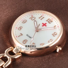 Мода розовое золото серебро полный нержавеющей стали 12 часов Дисплей медсестры Доктор Брошь Кварцевые Fob кулон карманные часы на цепочке