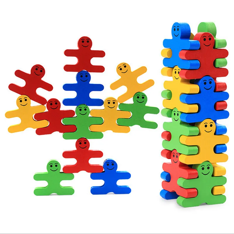 16 шт./компл. детские игрушки, развивающие Баланс злодейские блоки игрушки мультфильм красочные балансирующие блоки деревянные игрушки для