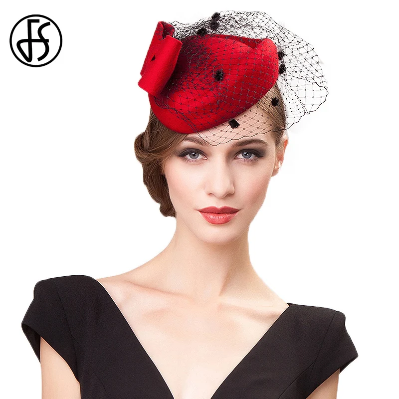 Fs Womens Black Hat Veils Vintage Wool 
