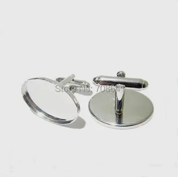 

Blank Cufflinks Settings with 13x18mm 18x25mm Oval Bezel Cabochons Bases Men's Metal Cuff links Findings Silver Plated