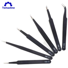 6 шт. щипцы антистатические ESD Пинцет Набор прямой изогнутый электронный ремесло промышленный пинцет