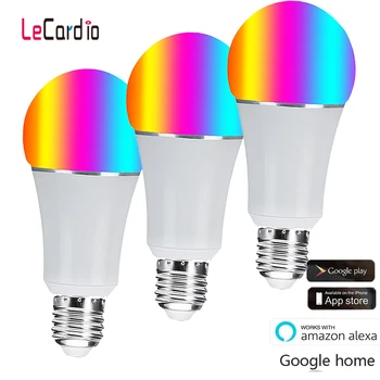 

3PCS E27 E26 B22 Smart Home LED Wifi Light Bulb 85-265V Multicolor Dimmable Voice Lamp Bulb Compatible Alexa Google Assistant