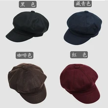 Мужские и женские модные унисекс восьмиугольная кепка одноцветное Цвет чувствовал газетчик берета осень-зима мужской женские туфли на плоской подошве шапки художник шапки