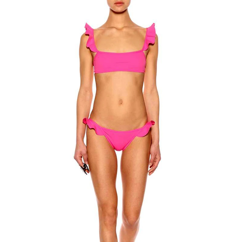 2018 Ruffle Straps Bikini Low Waist Women Swimwear Puch Up Swimsuit