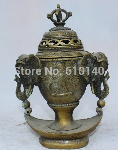 

ZZ4866 10" China Chinese Buddhism portrait respect Incenser Burner Censer Bronze