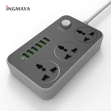 INGMAYA 6 портов USB зарядное устройство 3.4A 3 розетки мощность полосы 2500 Вт Защита от перенапряжения для iPhone samsung huawei Nexus Mp3 AC Шнур адаптер