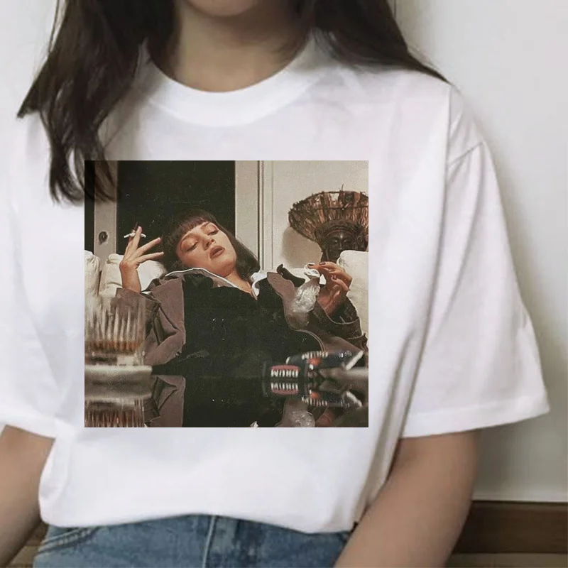 

pulp fiction t shirt women clothes harajuku female top tee shirts ulzzang graphic femme korean summer 90s mia Casual kawaii