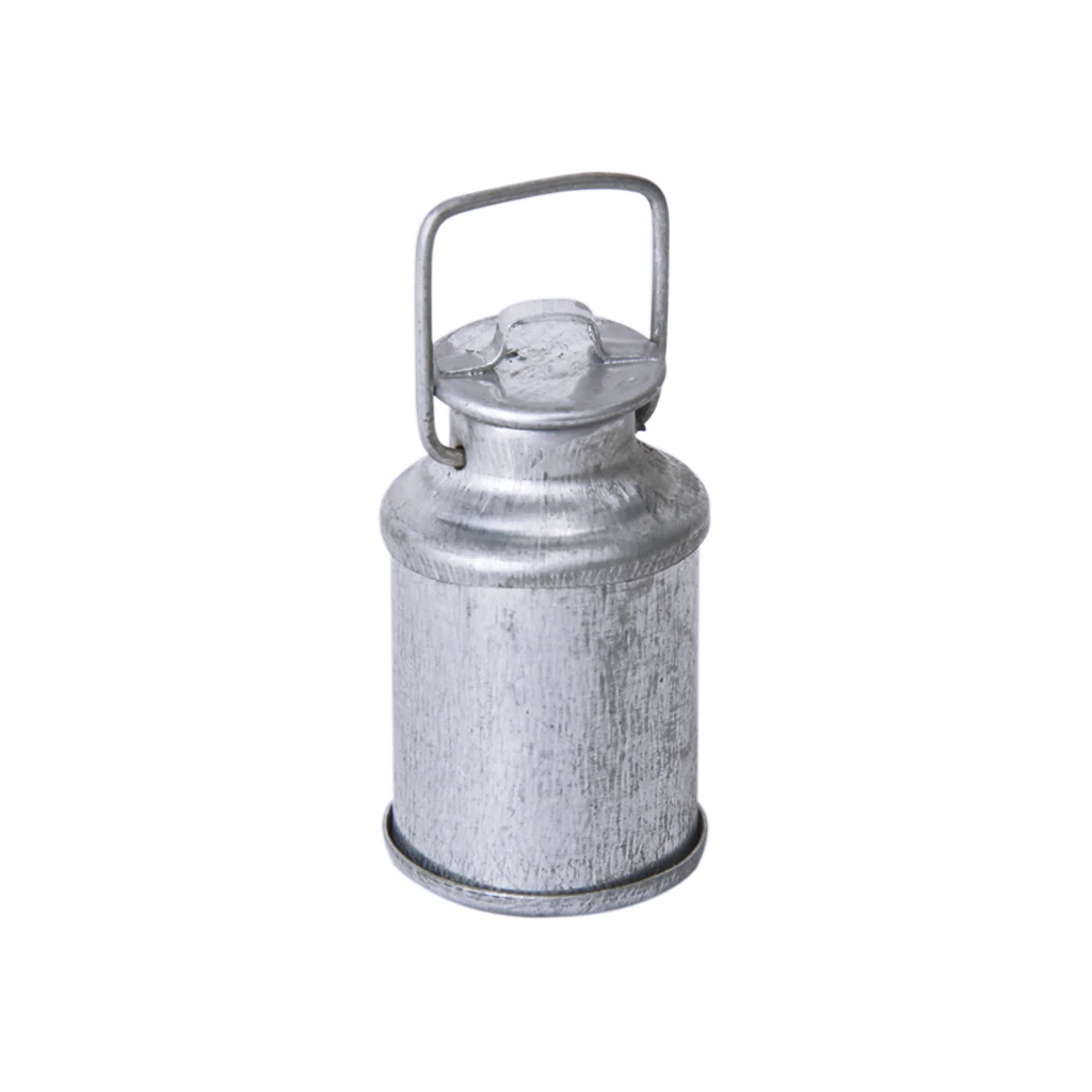 12th Dollhouse Miniature Tin Metal Milk Can Carrier Container With Lid Handle