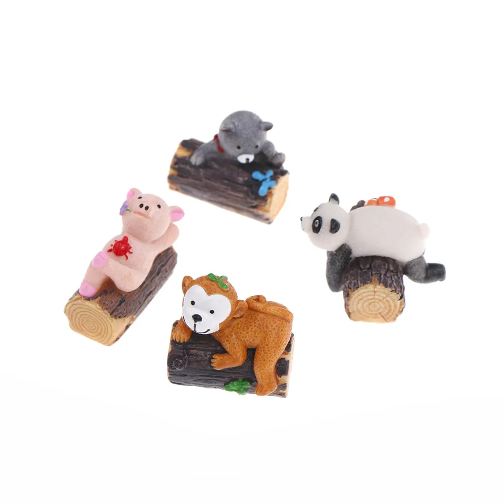 

Monkey Pig Panda Cat Miniature Figurine Home Decor Decoration Cake mini fairy garden ornament toy s Cartoon Animals Stump