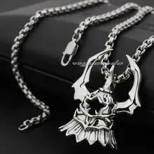 Linsion 925 стерлингов серебристый, черный рыцарь Дард лорд Шлем Мужская Байкер в стиле панк-рок кулон 8n018