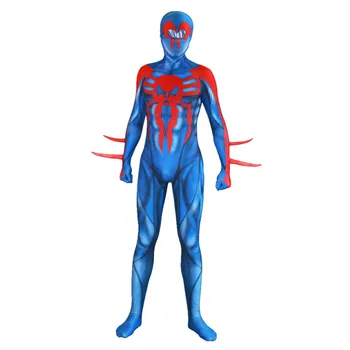 

NEW!High Quality Blue Spider Man 2099 Costume With Mirror Lens 3D Print Muscle Shade Spiderman 2099 Cosplay Costume