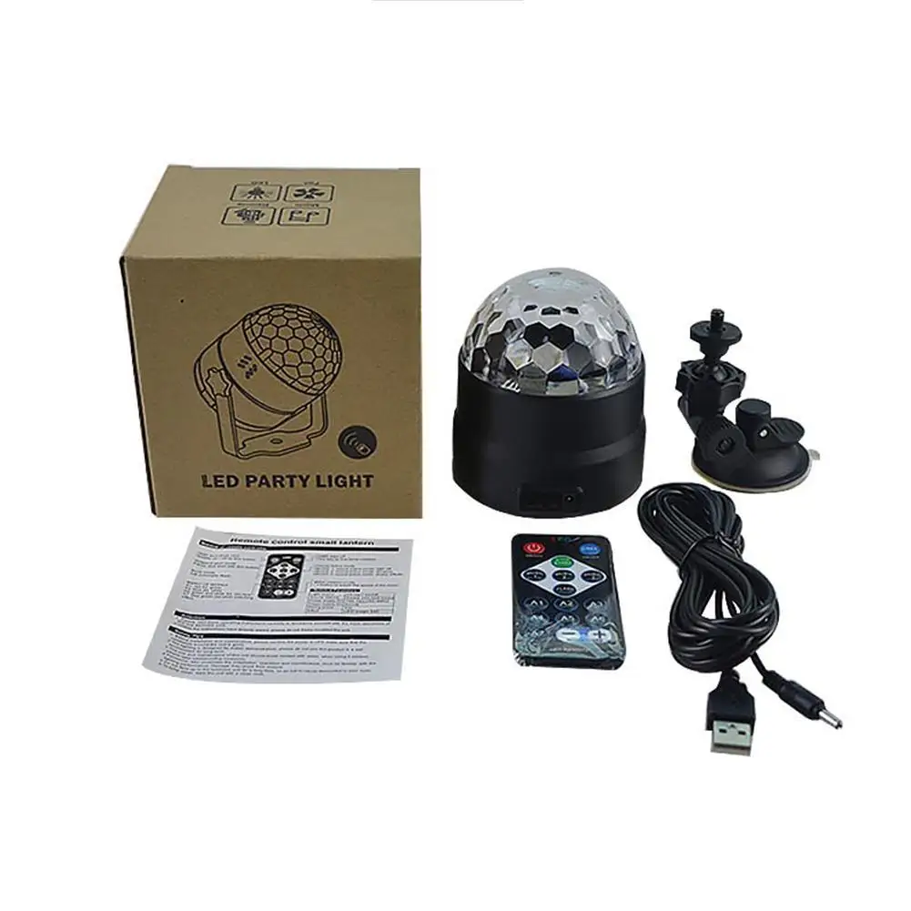 

LAIDEYI Remote RGB LED Crystal Magic Rotating Ball Stage Light 1m USB 5V Colorful ktv DJ light disco party light USB Charging