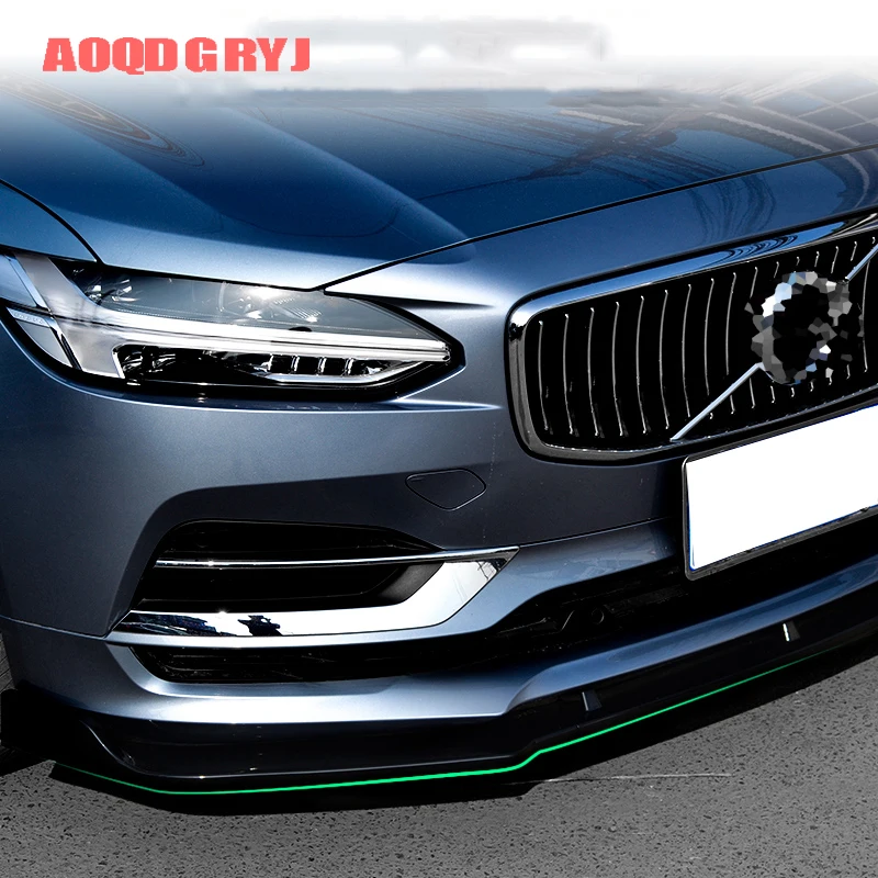 Автомобильный Стайлинг 3 шт. для volvo S90- ABS глянцевый черный бампер передний спойлер Защитная крышка