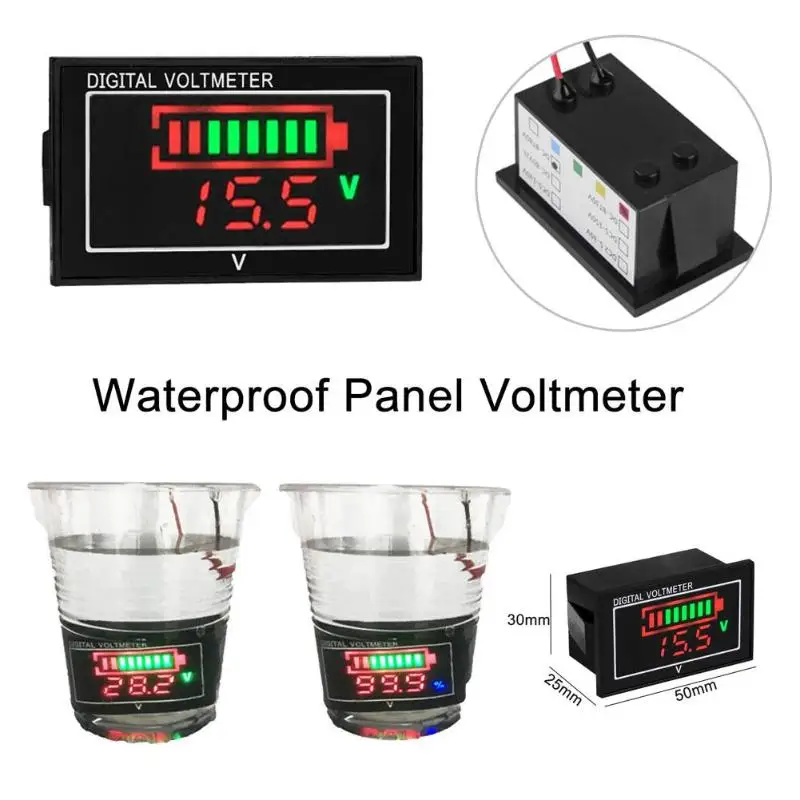 Высокая Точность Вольтметр Водонепроницаемый мини 0.56in DC 7 В-80 В светодиодный цифровой Панель Напряжение метра 3 цифры Дисплей панель