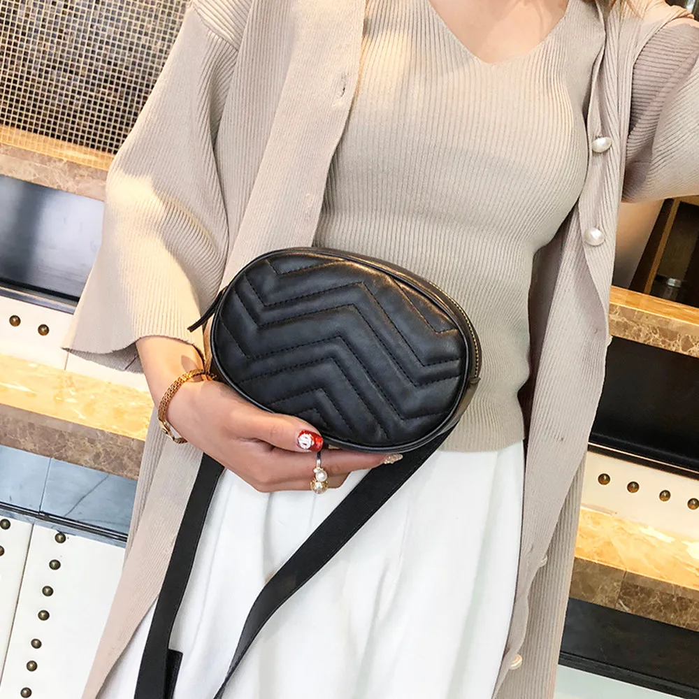 

New Fashion Women Pure Color Leather Messenger Shoulder Bag Summer Girls Hand bags dames tassen sac Chest Bag Waist Packs 2019#6
