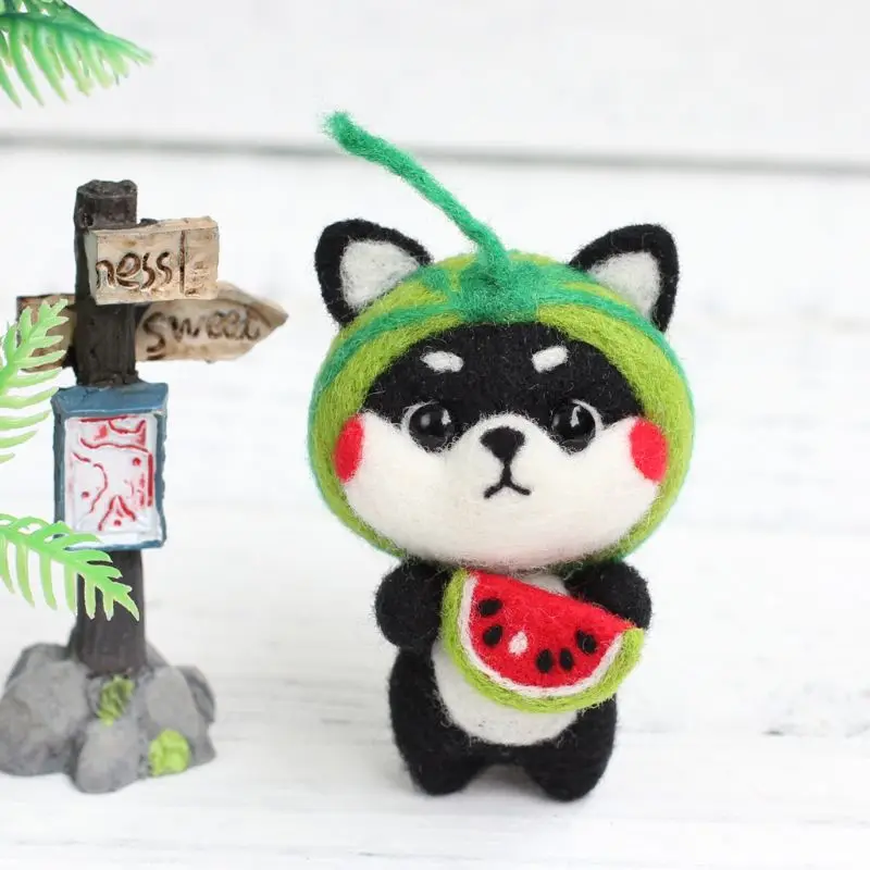 

Watermelon Doll Wool Felt Craft DIY Non Finished Poked Set Handcraft Kit For Needle Material Bag Pack