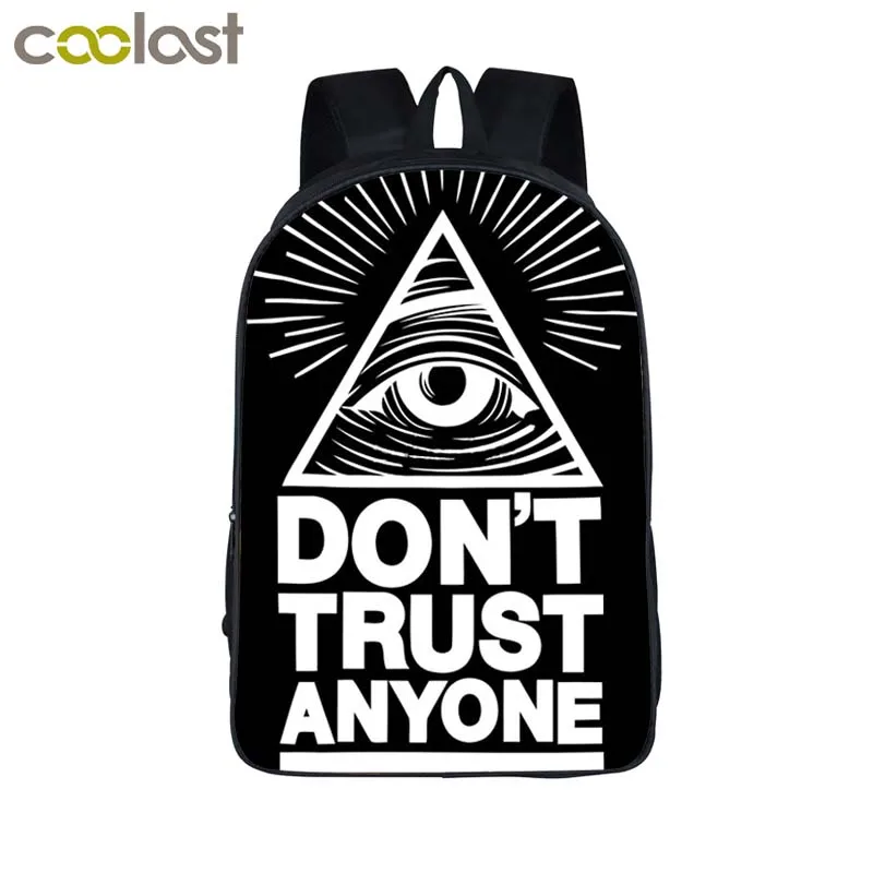 men women ALL SEEING EYE backpack ILLUMINATI CULT Backpack for Boys and Girls Kids don't trust anyone Bag children school bags seeing red