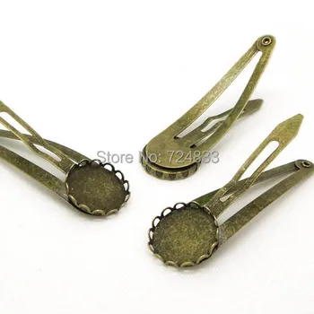 

Blank Snap BB Hair clips Bases, Bronze tone Plated Hair bobby pin with Round Lace Bezel Hairpin Settings DIY Findings Wholesale