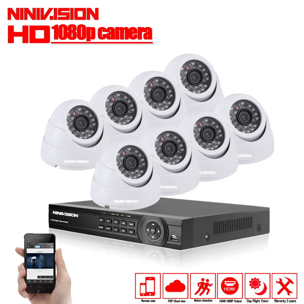 8CH CCTV камера система AHD DVR 8 шт. 2MP ИК внутренняя безопасности 1080P 3000TVL Камера пуля
