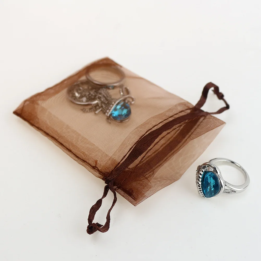 100PCS/lot 8*11CM Drawstring Organza Jewelry Organizer Pouch Satin Christmas Wedding Gift Bag Jewelry Bag organza bags small 5Z