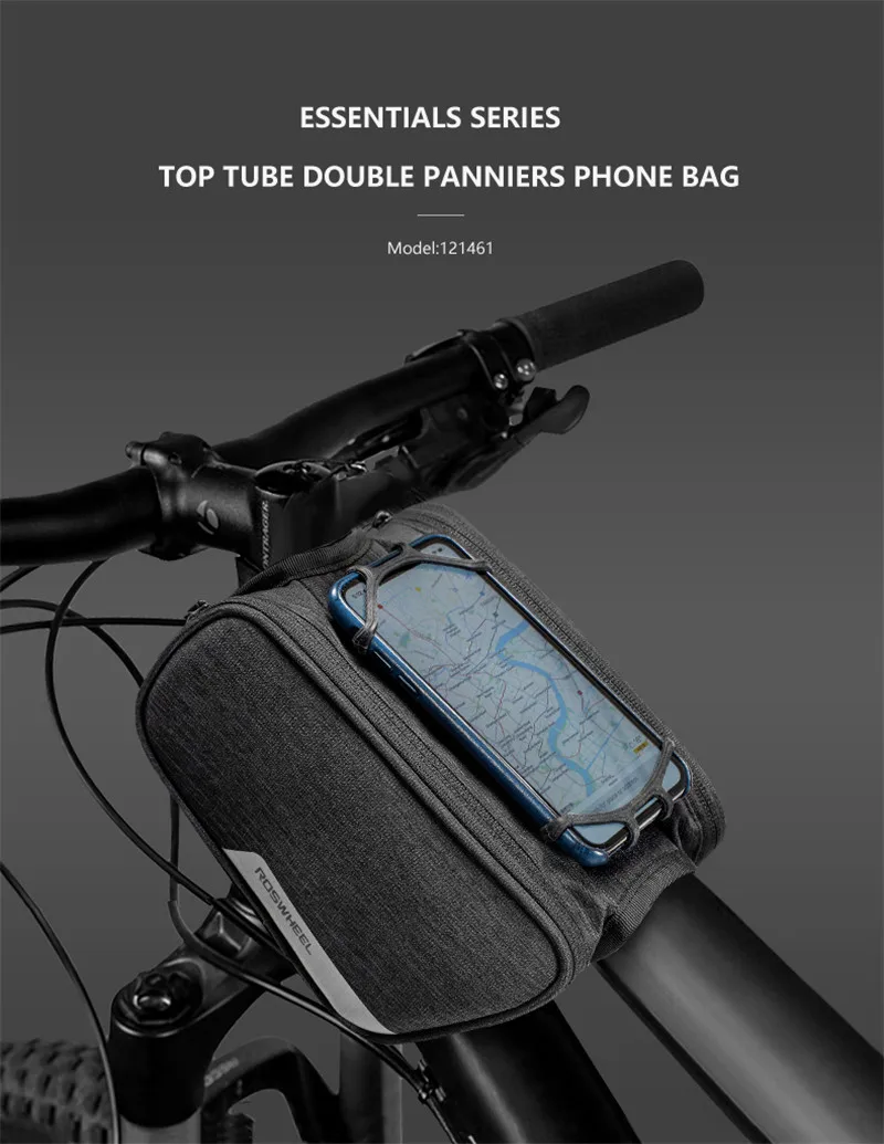 Cycling Bike Bicycle Front Frame Top Tube Double Phone Bag Pannier Case Holder