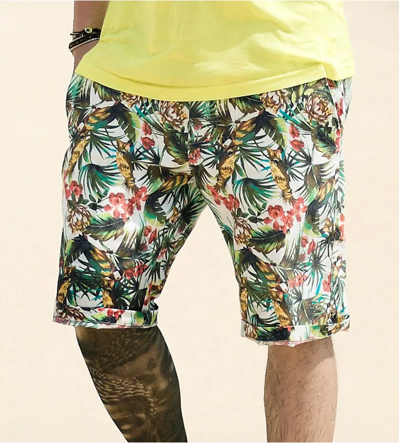 Slim Fit Cotton Vintage Flower Print Men's Beach Shorts 2016 Summer new Men Casual Shorts men