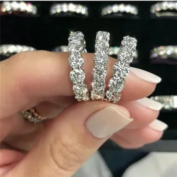 

2019 Eternity band ring 925 Sterling silver Bijou 4mm AAAAA cz Wedding Band Rings for women Bridal Engagement Party Jewelry Gift