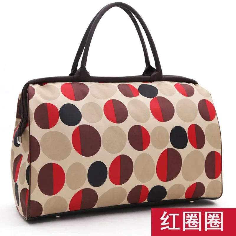 Дорожная сумка с принтом, женская сумка, новинка, PU, Дамский багаж, водонепроницаемые женские дорожные сумки, Большая вместительная сумка для женщин, 44*30*19 см - Цвет: RED CIRCLES