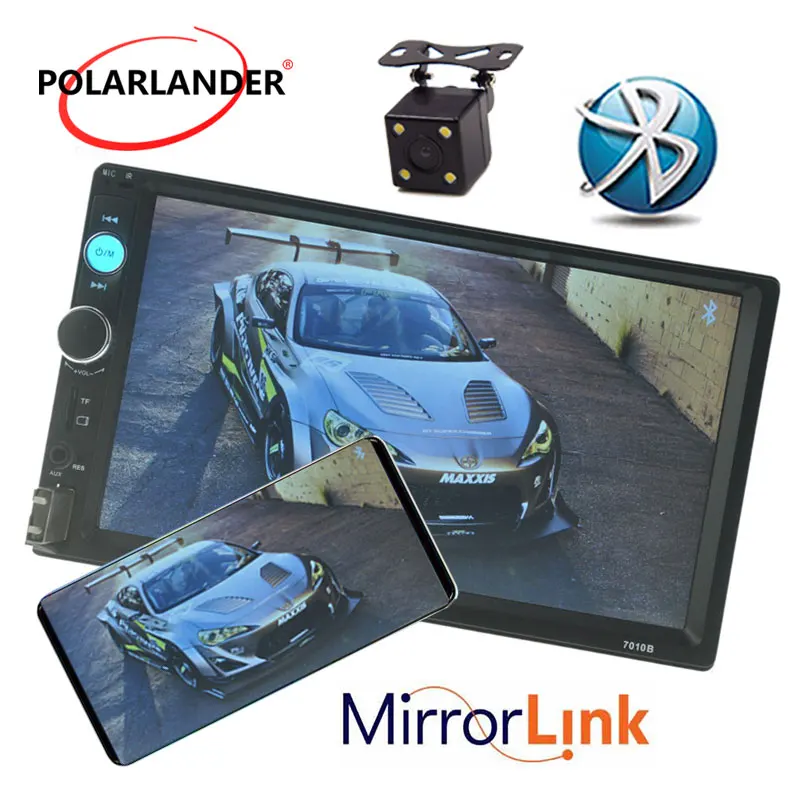 Mirror Link 2 DIN 7 дюймов Bluetooth автомобильное радио в тире сенсорный экран аудио стерео MP5 плеер FM USB AUX в Поддержка камеры заднего вида