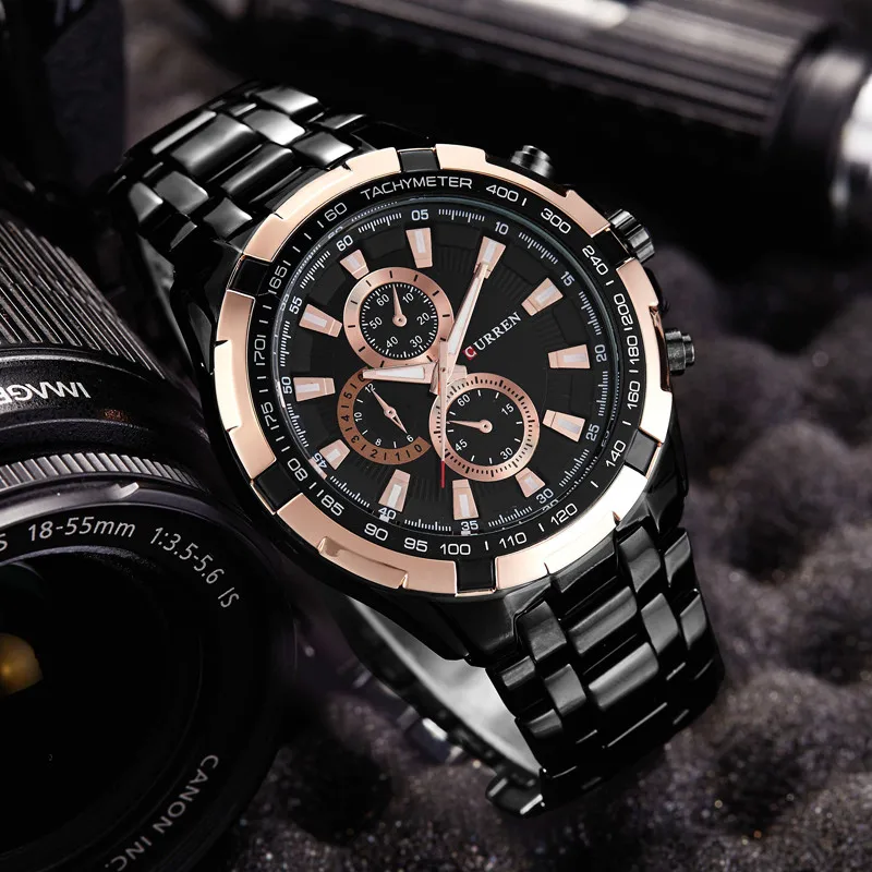 CURREN Fashion Mens Watches Top Brand Luxury  2016 Rose Gold  Watch  Military  Sport  Wrist  Watch Waterproof Relogio Masculino