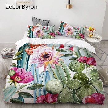 

3D HD Print Bedding Set Custom/King/Europe/USA,Duvet Cover Set Queen/King,Quilt/Blanket Cover Set Bedclothes Nordic cactus