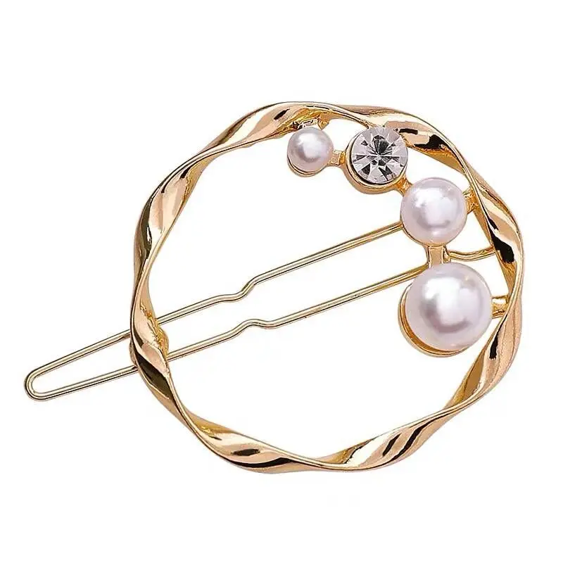 

Ins Pearl Hairpin Cross-border Hairdressing Minimalist Geometric Circular Triangular Hairpin Love Clip