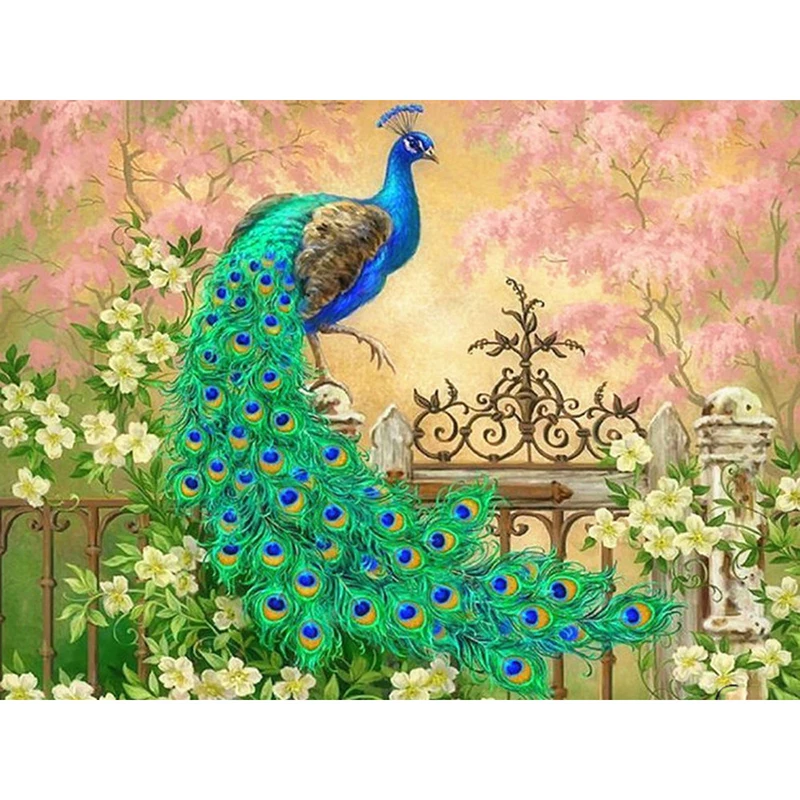 

LZAIQIZG Diamond Painting Peacock Diamond Embroidery Full Set Animal With Square/Round Rhinestones Pictures Diamond Mosaic Kit