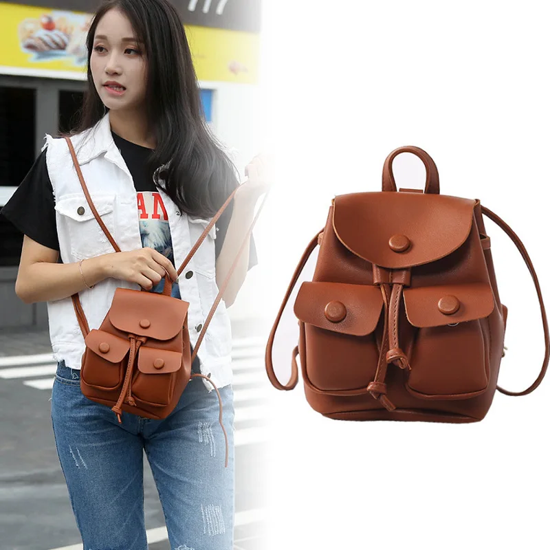 

Mini shoulder bag female 2019 new fashion woman backpack multi-function wild color PU backpack