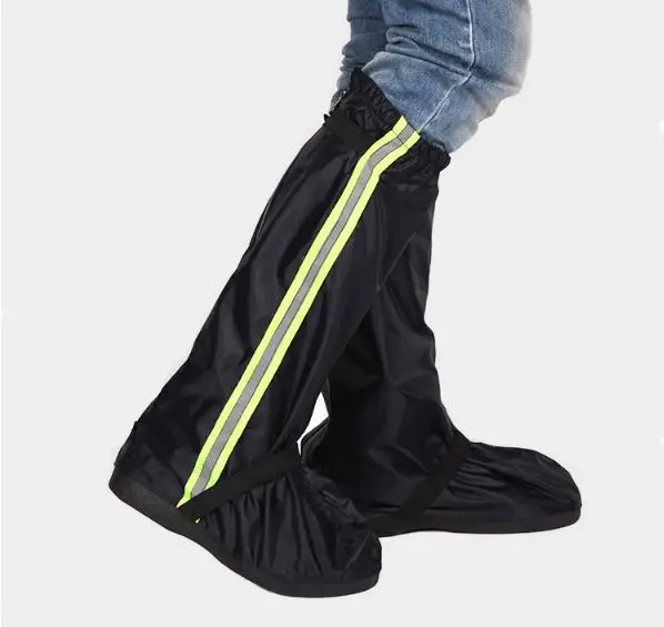 Ткань Оксфорд водонепроницаемый и утолщение дождь Для мужчин и Для женщин для верховой езды ногу наборами оборудовать Для мужчин t износостойкие мотоцикл крышка обувь - Цвет: black