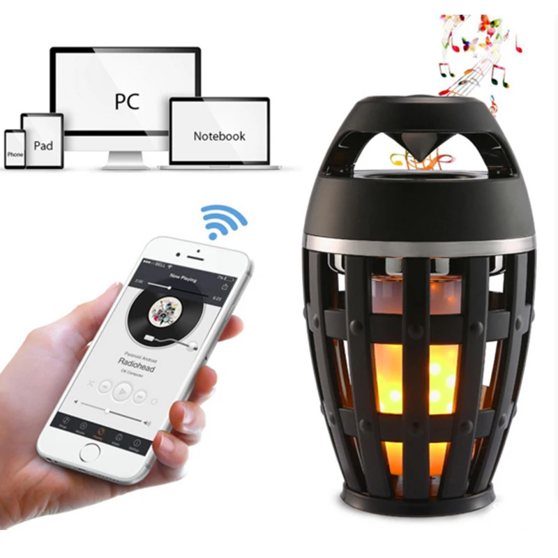 Creative USB Led Flame Lights Bluetooth Speaker Outdoor Portable Led
