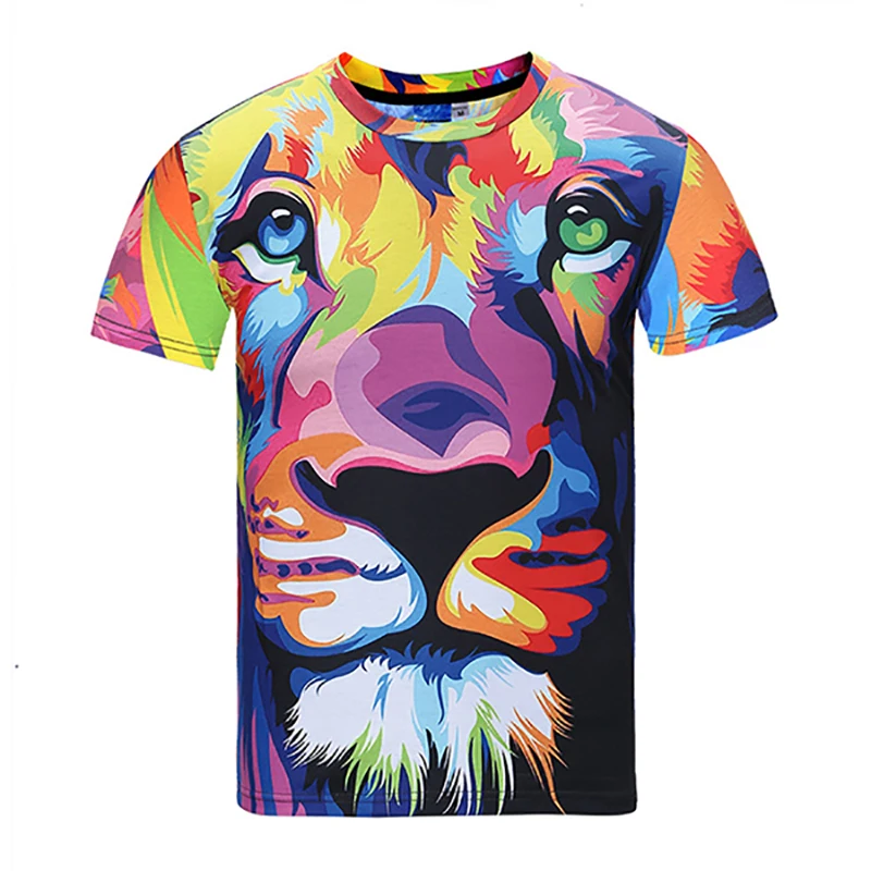 Brand 3D T-Shirt Men Animal Lion Shirt Funny T Shirts Men Clothing Casual Fitness Short Sleeve (2)