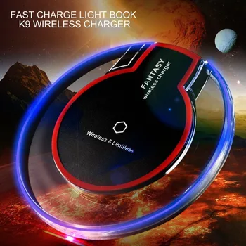 

Ultra-Thin Crystal K9 Wireless Charger Fast Charge Round Base Transmitter For iphone X Mobile Phone Qi