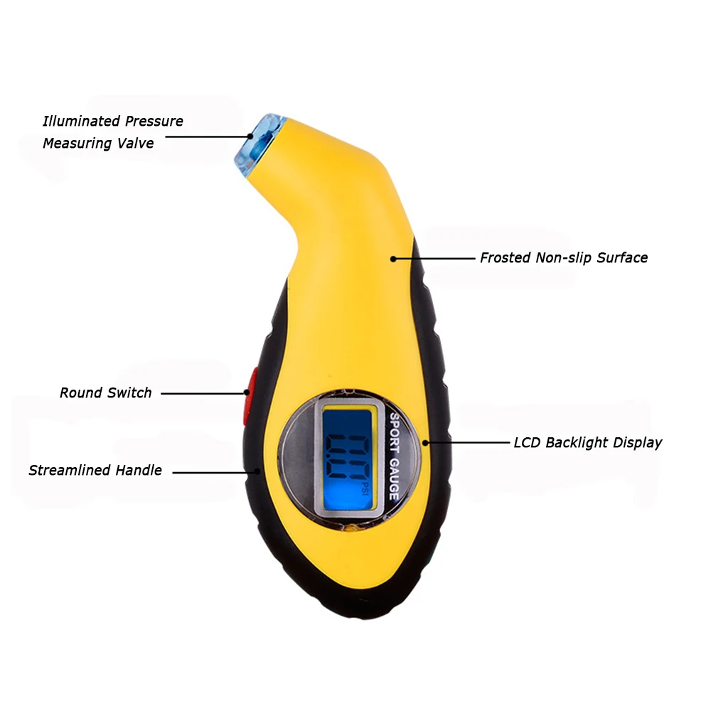 Цифровой прибор для измерения давления воздуха в шинах, манометр с ЖК-дисплеем, барометры, тестер для автомобилей, мотоциклов, велосипедов