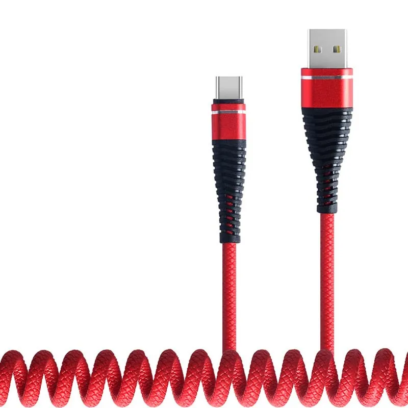 1,2 м Micro USB кабель для телефона с пружиной «рыбий хвост», прочный кабель типа C для быстрой зарядки и передачи данных для Iphone, телефонов Android, универсальные кабели - Тип штекера: Европейский Союз (ЕС)
